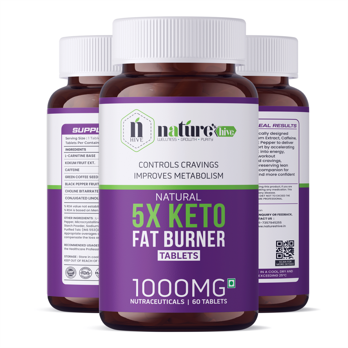 Nature's Hive Fat Burner Tablets for weight management, 60 tablets, dietary supplement for fat burning and metabolism support.