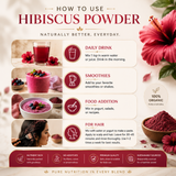 Organic herbal hibiscus powder by The Bharat Origin, 100g, showing vibrant red hibiscus flower petals in a natural setting.